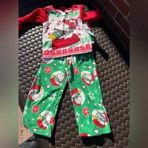 Peanuts Snoopy 2 piece Fleece Pajama Christmas Set Unisex kids Size XS NWt